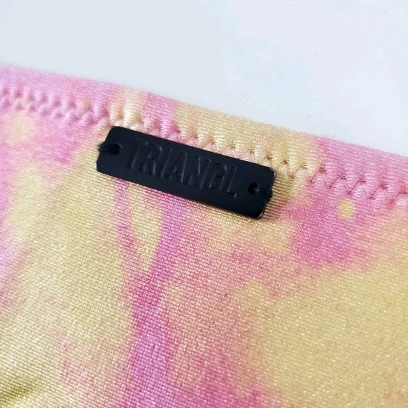 TRIANGL Women's Small Swim Bikini Bottoms Tie Dye Pink Orange Neon Neoprene - Picture 5 of 8